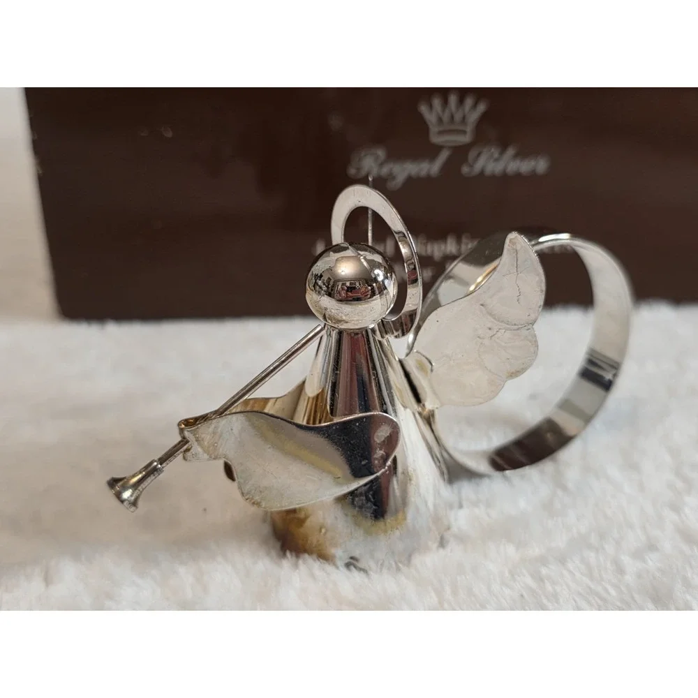 Set Of 4 Vintage Regal Silver Angel Napkin Holders‎ Rings Silver-Plated 1985